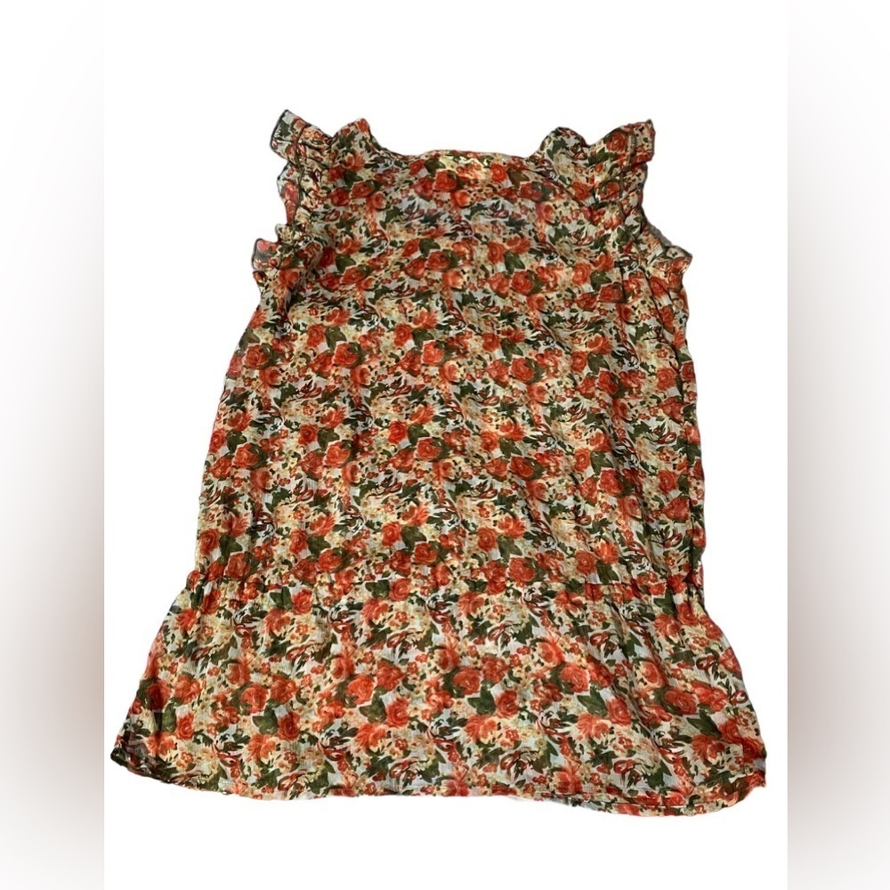 Bobbie Brooks Shirt, Women's size M Green Tan Orange, Floral - Picture 3 of 6